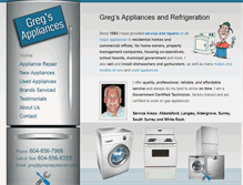 Tablet Screenshot of gregsappliances.com